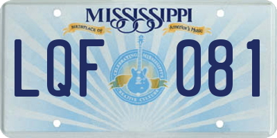MS license plate LQF081