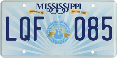 MS license plate LQF085