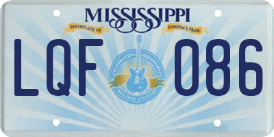 MS license plate LQF086