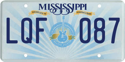 MS license plate LQF087