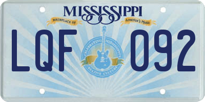 MS license plate LQF092