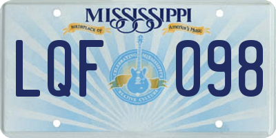 MS license plate LQF098