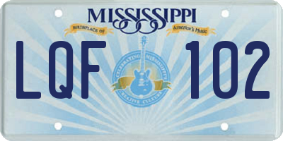 MS license plate LQF102