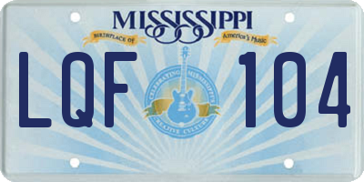 MS license plate LQF104