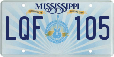 MS license plate LQF105