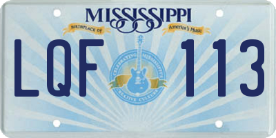 MS license plate LQF113
