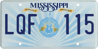 MS license plate LQF115