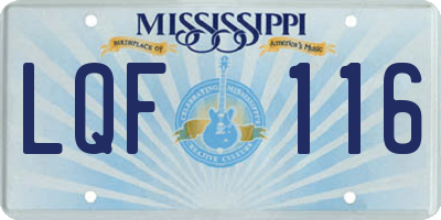 MS license plate LQF116