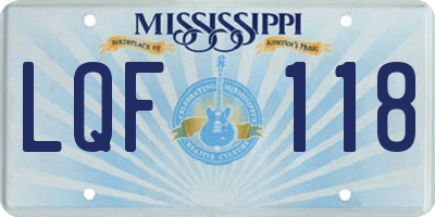 MS license plate LQF118