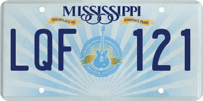 MS license plate LQF121