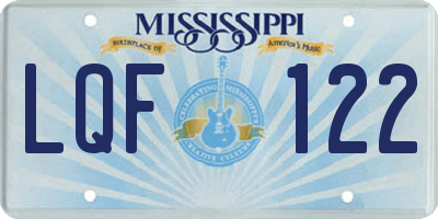MS license plate LQF122