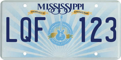 MS license plate LQF123