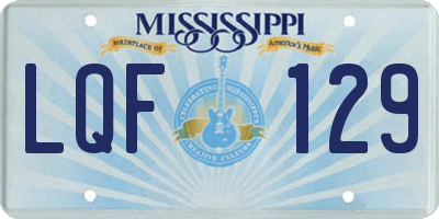 MS license plate LQF129