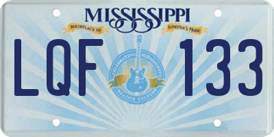 MS license plate LQF133