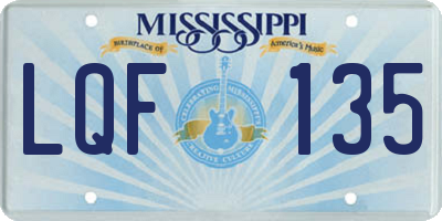 MS license plate LQF135