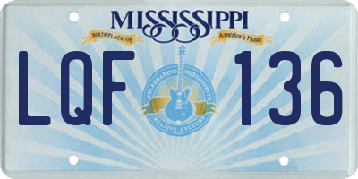 MS license plate LQF136