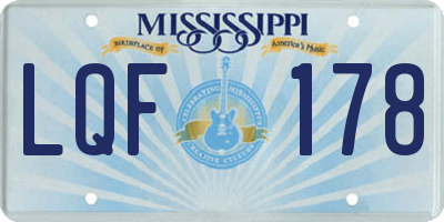 MS license plate LQF178