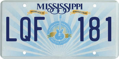 MS license plate LQF181