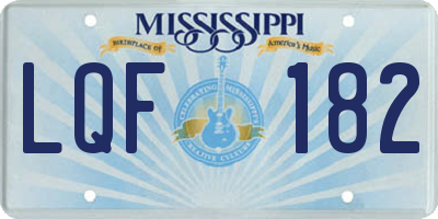 MS license plate LQF182
