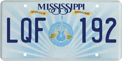 MS license plate LQF192