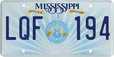 MS license plate LQF194