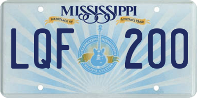 MS license plate LQF200