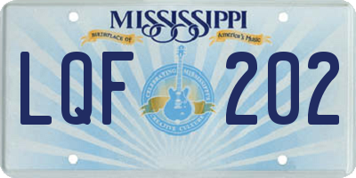 MS license plate LQF202