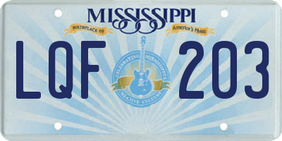 MS license plate LQF203