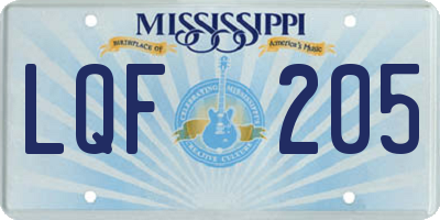 MS license plate LQF205