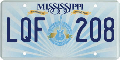 MS license plate LQF208