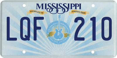 MS license plate LQF210