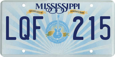 MS license plate LQF215