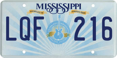 MS license plate LQF216