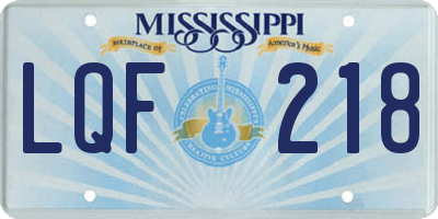MS license plate LQF218