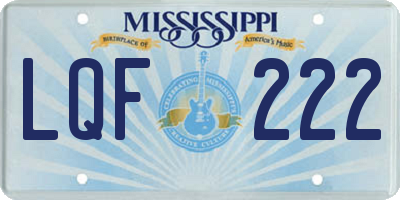 MS license plate LQF222