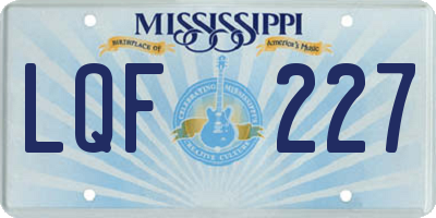 MS license plate LQF227