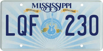 MS license plate LQF230