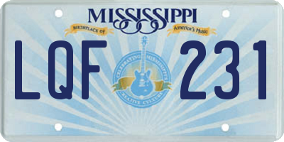 MS license plate LQF231
