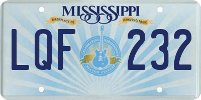 MS license plate LQF232