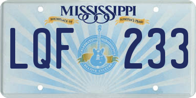 MS license plate LQF233