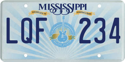 MS license plate LQF234