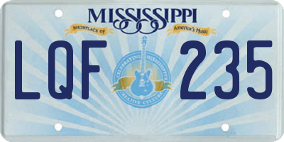 MS license plate LQF235