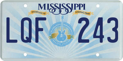 MS license plate LQF243