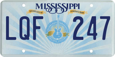 MS license plate LQF247