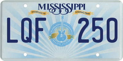 MS license plate LQF250
