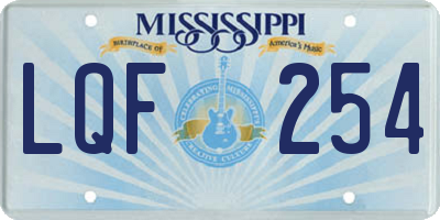 MS license plate LQF254
