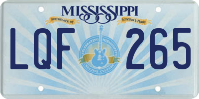 MS license plate LQF265