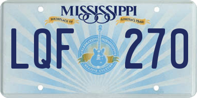 MS license plate LQF270
