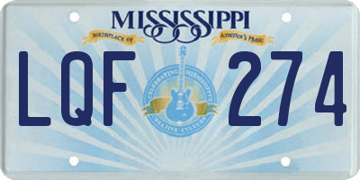 MS license plate LQF274