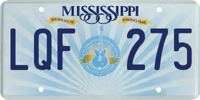 MS license plate LQF275